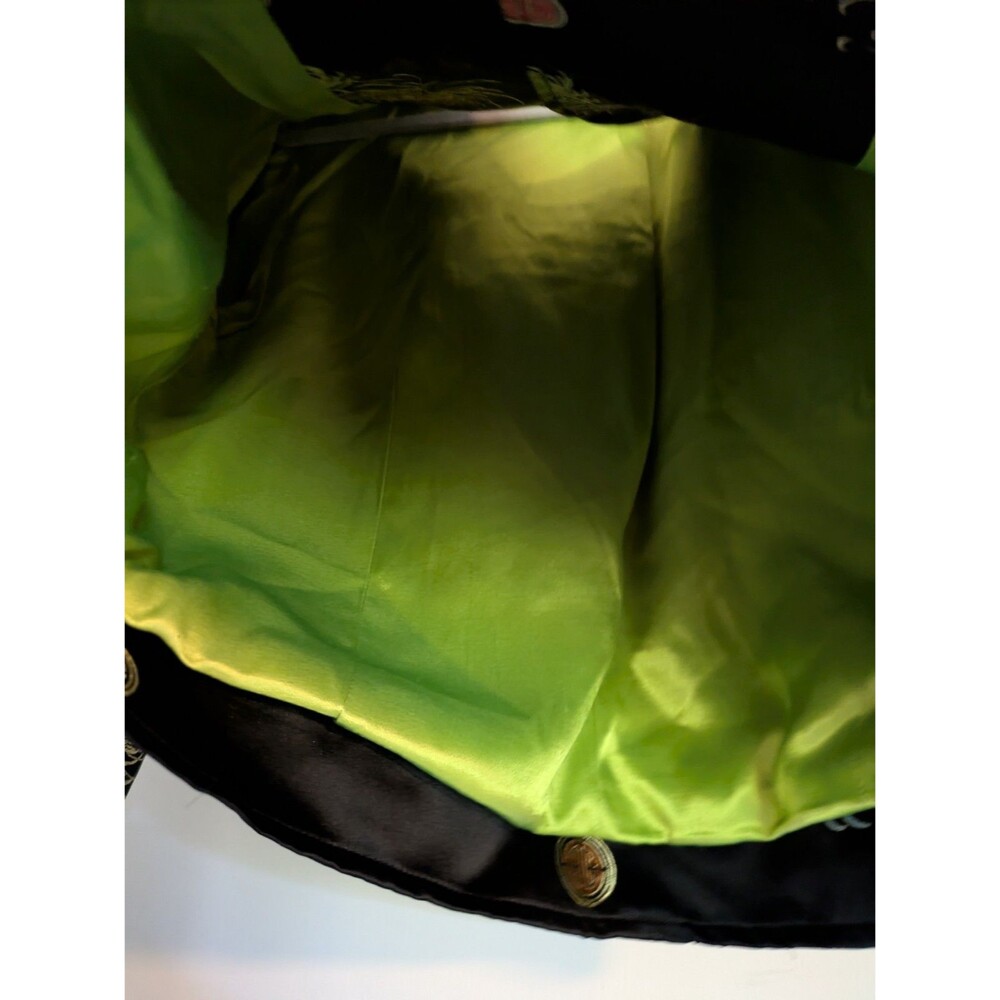 Vintage silk blend satin jacket Asian embroidery black 8 Night Lights - Picture 7 of 7